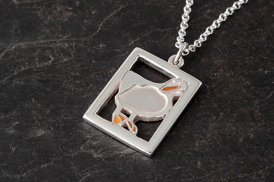 Shetland Jewellery x Island Larder - Square Puffin Pendant