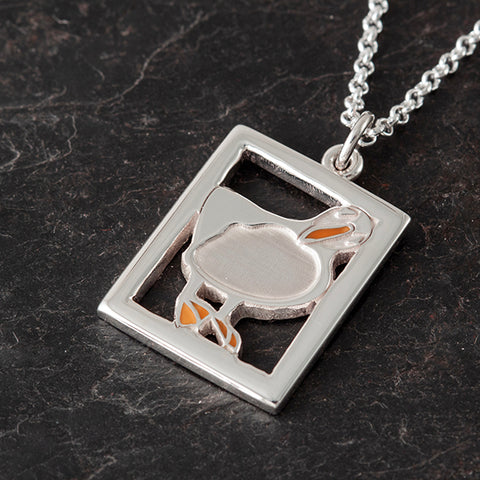 Shetland Jewellery x Island Larder - Square Puffin Pendant